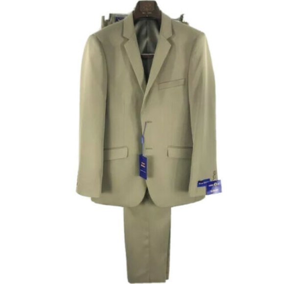Tony Blake Men's Khaki Suit 2 Piece Slim Fit Flat Front Pants Size 36S W29" - Picture 1 of 4